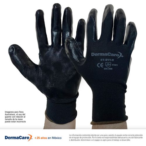 Guante de Nylon Negro Palma de Nitrilo 51-811