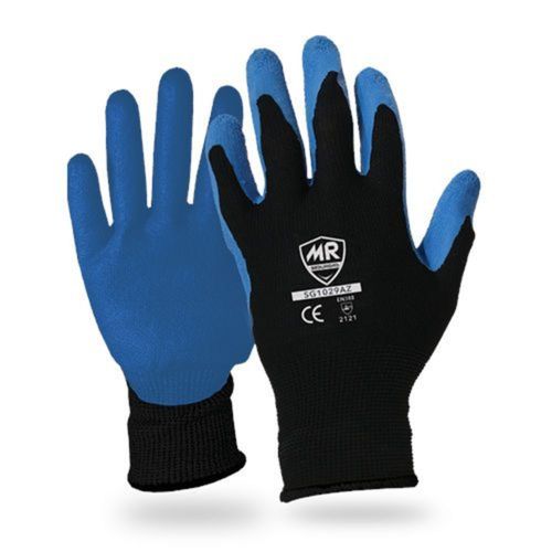 Guante Poliéster Negro Palma de Látex Azul MR SG1029AZ