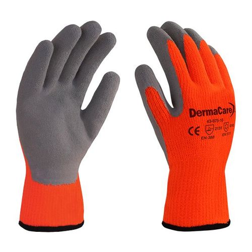 Guante Acrílico Naranja Recubrimiento de Látex Gris 43-975