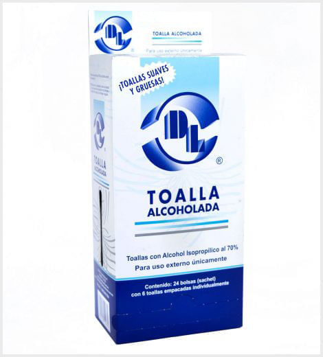 Toallitas Alcoholadas Exhibidor Caja con 100 Piezas