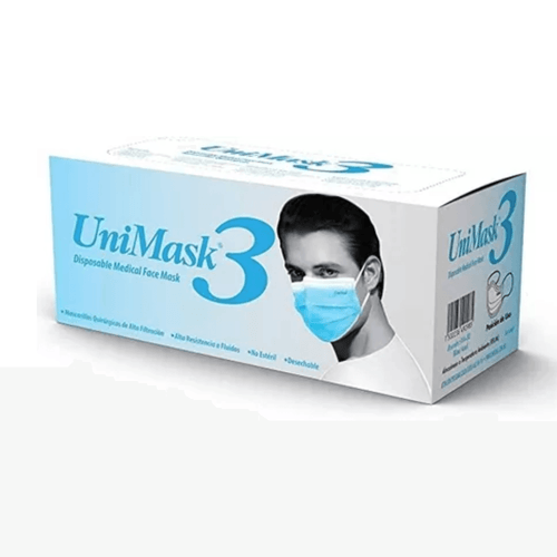 Cubreboca Quirúrgico Tricapa UniMask3 Azul 50 piezas