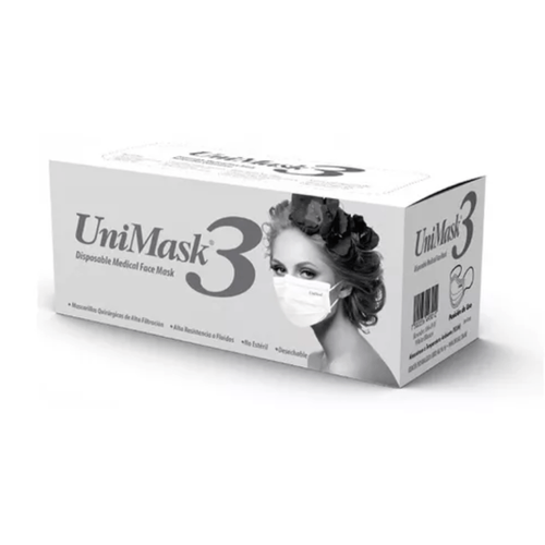 Cubreboca Quirúrgico Tricapa UniMask3 Blanco 50 piezas