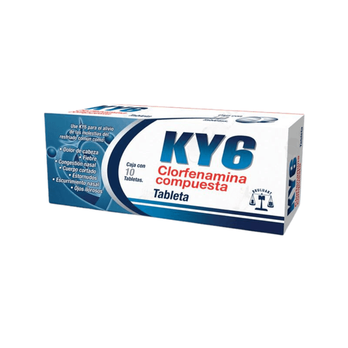 Clorfenamina Compuesta 500/25/5/4 mg  Caja 10 Tabletas