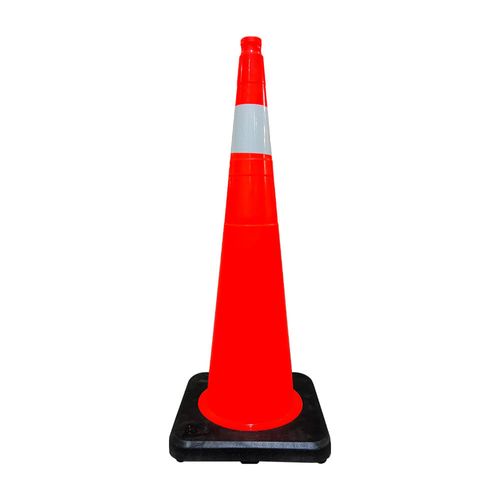Cono de Seguridad Base Naranja de 91 cm y Reflejante Dermacare SE-CO91-R
