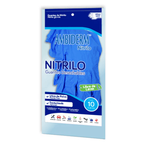 Guantes De Nitrilo Ambiderm Bolsa Con 10 Piezas
