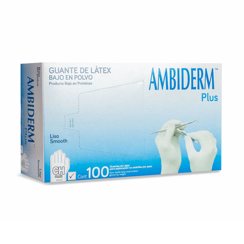 Guante Latex Ambiderm Blanco Caja 100 Piezas