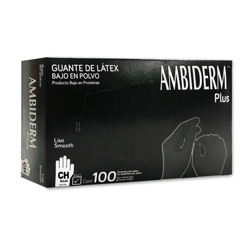 Guante Latex Ambiderm Negro Caja 100 Piezas