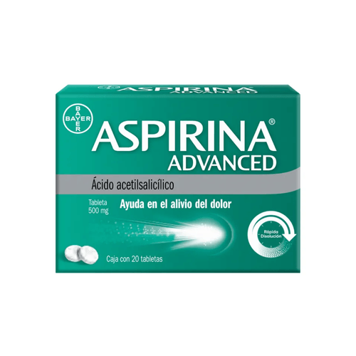 Tabletas Aspirina Advanced 500 mg Caja c/20