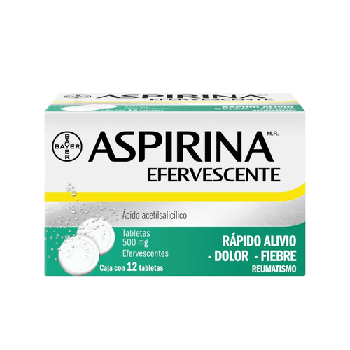 Tabletas Efervescentes Aspirina 500 mg Caja c/12