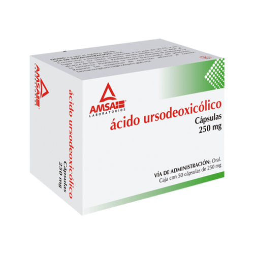 Cápsulas Ácido Ursodeoxicólico Amsa 250 mg Caja c/50