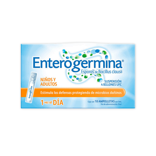 Suspensión Enterogermina Niños/Adultos Caja c/10 Ampollas 5 ml 4 Billones UFC