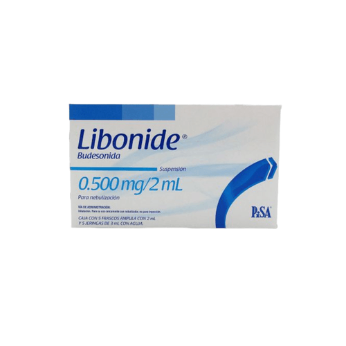 Suspensión para Nebulizar Libonide Caja c/5 Ampollas 0.5 mg/2 ml + 5 Jeringas