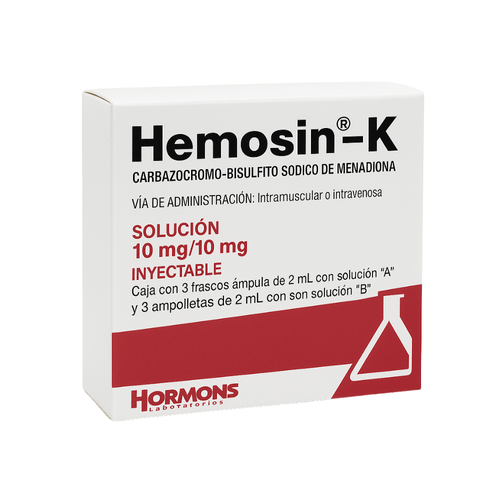 Solución Inyectable Hemosin-K 3 Frascos A + 3 Ampollas B 10-10 mg/4 ml