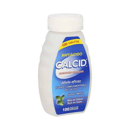 Tabletas Masticables Calcid Sabor Menta 500 mg Frasco c/100