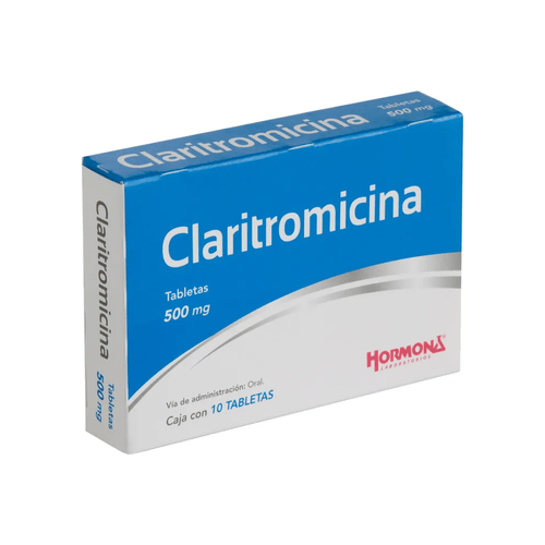 Tabletas Claritromicina Hormona 500 mg Caja c/10