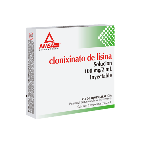 Solución Inyectable Clonixinato de Lisina Amsa Caja c/5 Ampollas 100 mg/2 ml