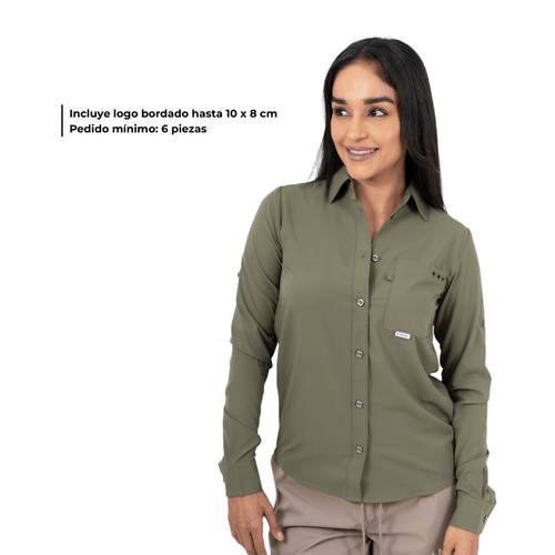 Camisa MAJA CORP® Dama Color Verde Olivo