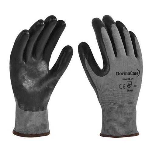 Guante de Poliéster Gris con Palma de Nitrilo Espumado DermaCare 51-810
